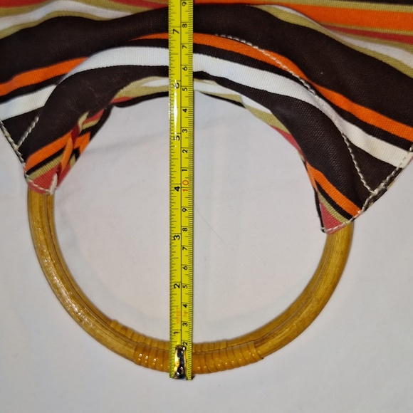 Bohemian striped purse with wooden circle handles - Picture 8 of 9